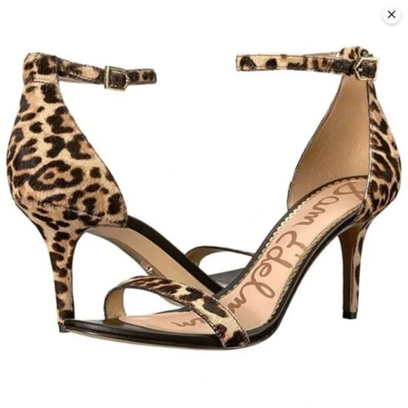 Sam Edelman Patti Open Toe Leopard Print Calf Hair High Heels Sandals Size 6 - Picture 1 of 13